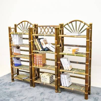楠竹书架66665555书柜家用编架经子济代简织约复古收纳储物置物多