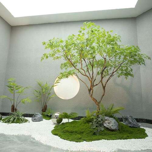 仿真枫树大型青枫树鸡景爪槭景观造室内场橱窗装饰青软商装仿生绿