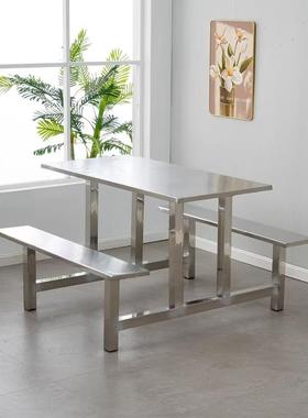 地不锈钢餐桌司餐厅工连体餐桌椅学校公食餐堂4人6人QPI8人位桌组