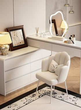 妆DTF实木漆梳台卧室奶油风现代简约斗柜烤202新款化妆台一5体化