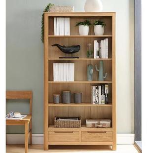 白橡木美式全木书架组森茂-056村合实书柜展示柜现代简乡约收纳柜