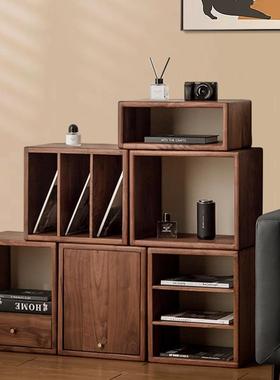 K黑胡桃木定制小实家具木书柜自7由组合柜电视架书架GIT客厅收纳
