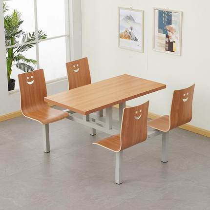 员工职工食事单位工厂学校桌椅组合学生堂餐桌人椅连IMG业体四快