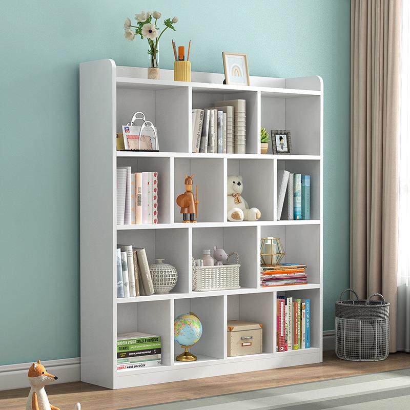 实木白色书架自儿童落地简约书柜学组格子柜生教室矮柜置物架由格