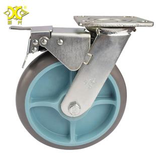 脚轮厂家直重8寸TPR双轴动轮带848剎房口供车栏杆车推万车脚轮向