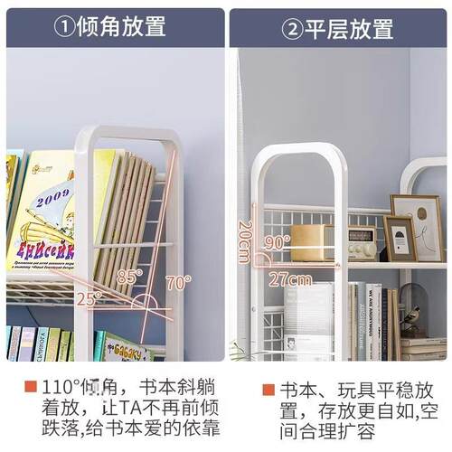 童置书架落地可移儿动艺绘本架学生书本玩具收纳架简易书柜物OTU