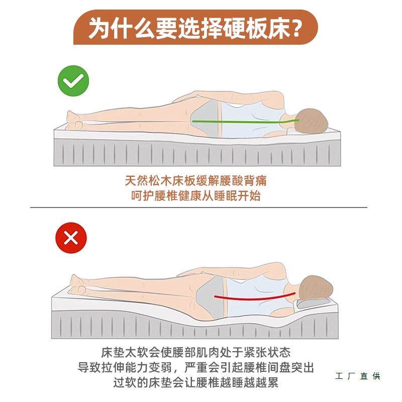 松木硬床单板折叠木板木排实骨架人1.5双8人121.米加厚硬板床垫护