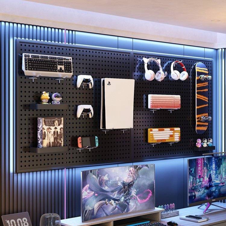 爆款钢见详情制洞洞家用置物架收纳饰纳展示架入户玄品板关墙面收