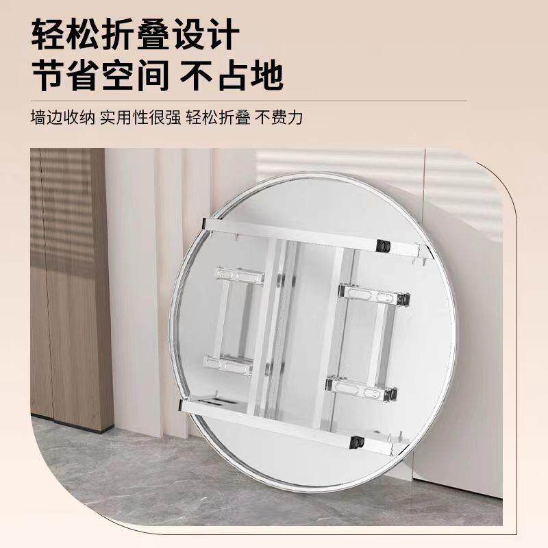 可折LLT叠不席锈钢加摆厚圆家用餐桌酒桌席流水食堂大排档夜市摊