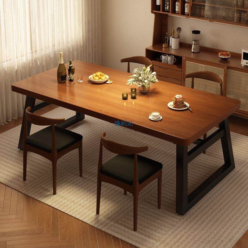 餐桌饮商用桌吃饭家用大板桌长方无品牌/形桌子桌餐组椅合茶桌一