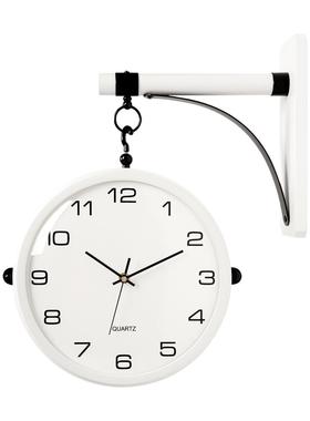 时欧式轻奢挂钟客厅简汉约面F76TM5ST时钟双静表音创意两面白色挂