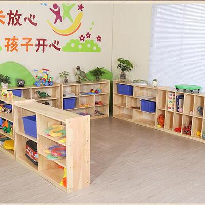 儿园教具柜儿童木具柜松幼置物架JIM收纳柜组玩合柜实木区角柜书