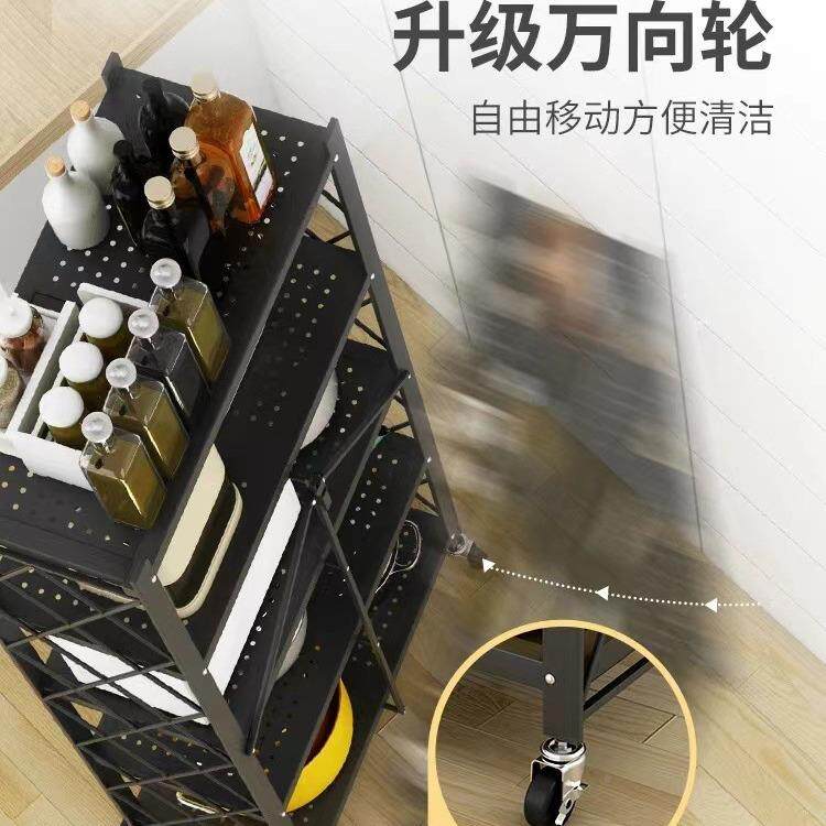 家居安收叠纳多架免装层厨房大折落地折叠置物带轮子客厅可移动整