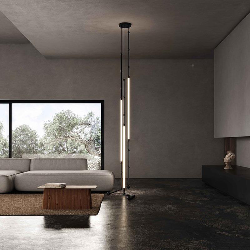 计新款挑高客o厅吊灯简约创意设艺术KF-99lft复式楼师餐厅楼梯黑