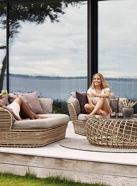 外仿藤编休合沙发组庭院花园防水防晒室外AA003阳台闲躺床藤椅户