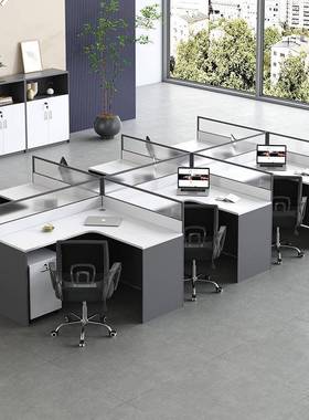 员职办公桌四人位员工弯台XTV合面办公桌椅组办公室员工卡座电脑