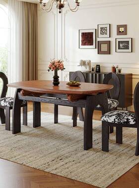 中古风实木折桌叠餐可变圆家桌用小户型20新25765年款可伸缩法式