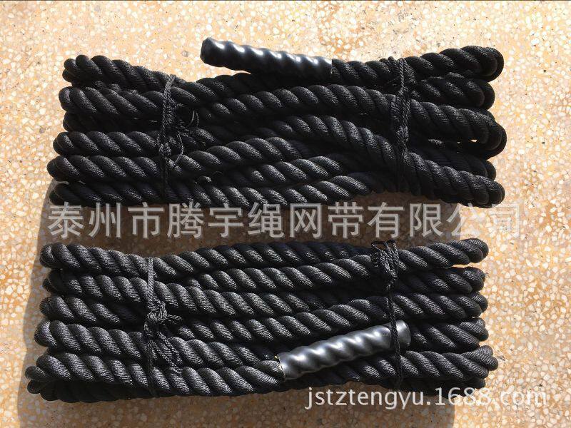 UFC专业体能训练绳MMA格斗绳黑色健身粗绳肌肉大绳力量绳50mm