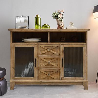 美式柜实餐边柜复古柜子做旧边柜玻收璃门木纳电视玄关半柜BGH储