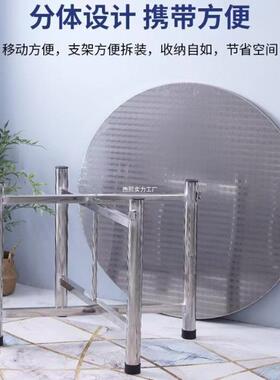 304特厚桌折子全不锈钢便携吃饭家用叠大WYU档圆桌圆食堂餐馆排酒