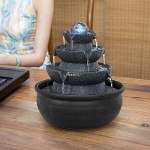 八方SDLASZWA来财风轮流水厅喷泉摆件环水办公桌装水饰客桌面风循