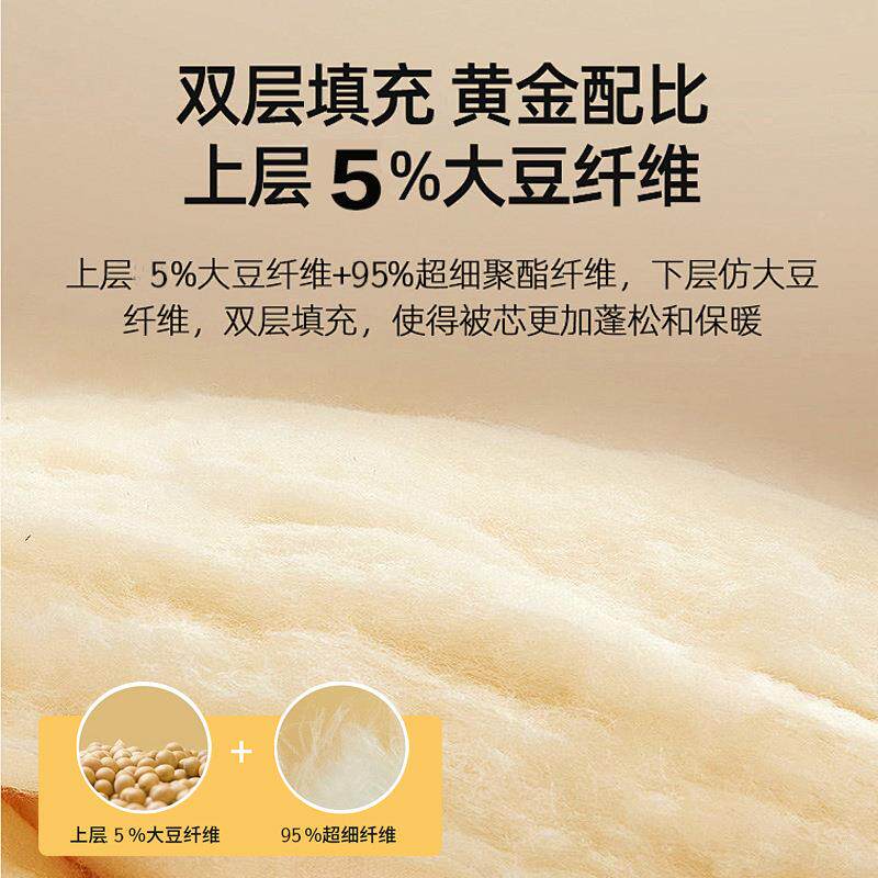 大豆学纤维子母被二合一被芯扣子款四芯人季棉BSK-子母被生单双被