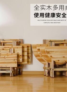 实木折叠桌子小型简易KVW携式户桌家用方户外吃饭摆摊餐桌烧烤便圆桌