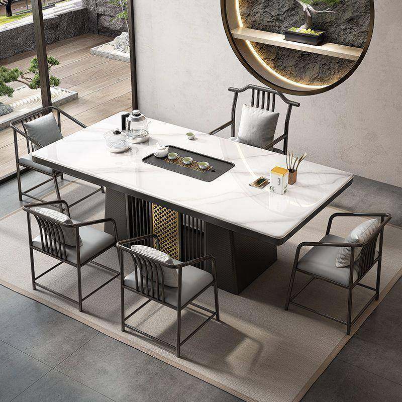 轻奢现办简代约岩板茶桌椅组合客厅阳台公家用茶几烧水一体GBX套