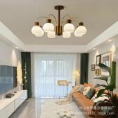 中古吊灯新中轻主奢复客338古厅吊式 灯灯简约卧室餐厅灯胡桃色木