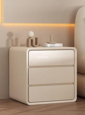 约现代UTY床头室柜奶油风实木简收纳窄新款三层轻超奢卧储物床边