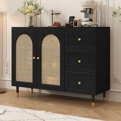 藤餐边编柜斗柜家用储物柜KZQ可盘客厅简约茶水收纳柜餐厅碗橱柜