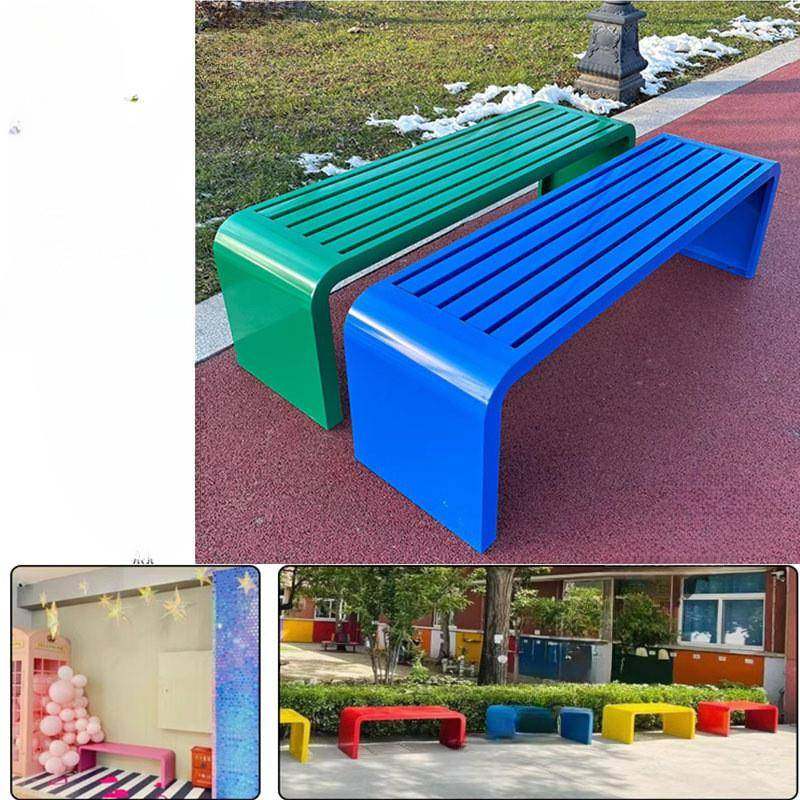 全铁艺长条凳公椅园外长椅院不锈钢休闲靠JIM背座椅庭户商休闲排