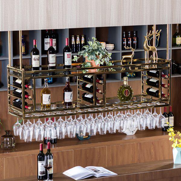 酒吧吧台酒柜现代简约创意红酒杯架倒挂家用酒杯架悬挂酒架置物架