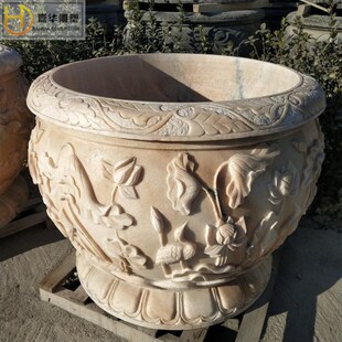 石雕鱼缸花盆庭院石缸天然青石水缸养鱼种花石盆石头大缸石槽摆件