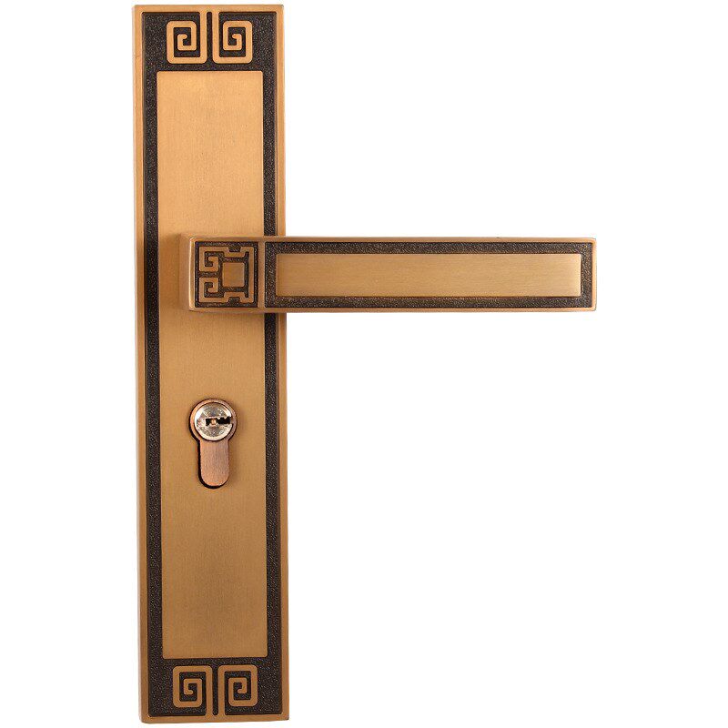 门锁家用通用型锁具室内卧室卫生间房间静音黑色中式简约复古把手