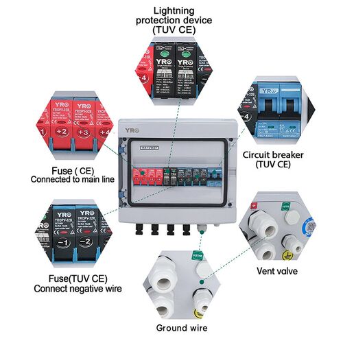 太阳能光伏系统四进一出550V 直流防雷 配电箱  成套汇流箱