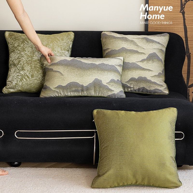 蔓越家 新e中式沙发抱枕套样板间客厅装饰靠背枕床头靠垫软包含芯