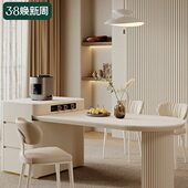 岩板岛台餐桌一体家用可伸缩法式 奶油风厨房餐厅独中岛台