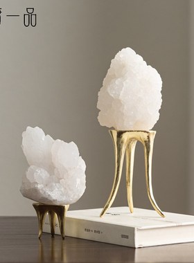 新中式黄铜晶石装饰小摆件样板间客厅茶几卧室床头柜Y高端软装饰