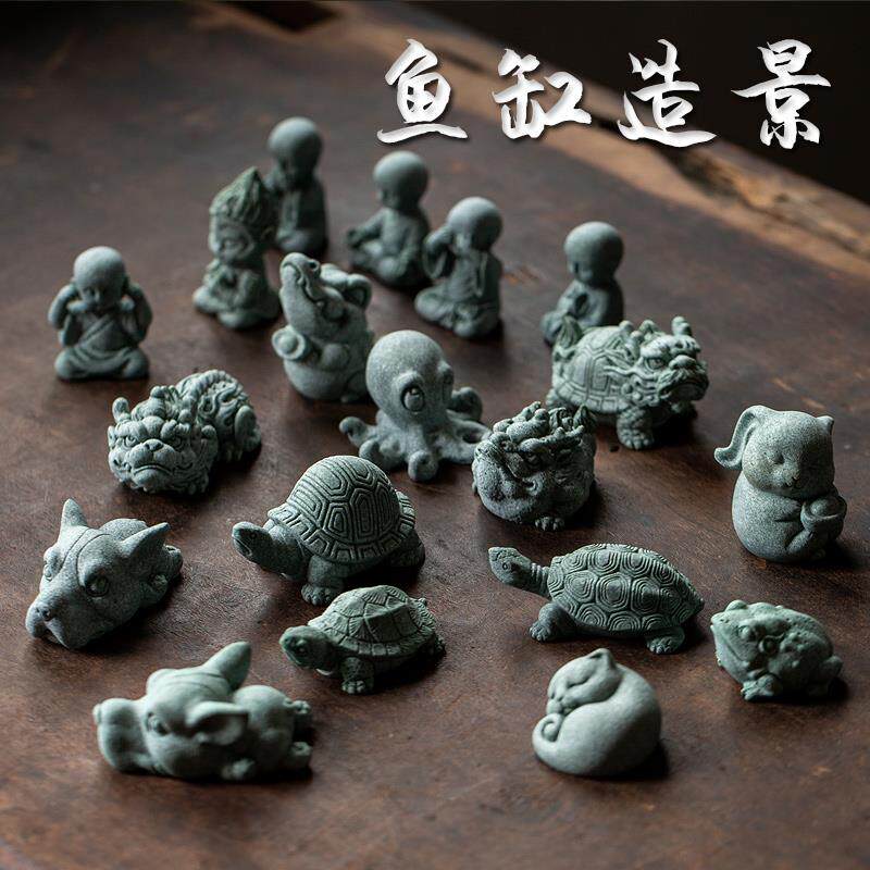 青砂石财寿龟沙弥茶宠摆件创意家居客厅桌面鱼缸造景鱼宠装饰摆件