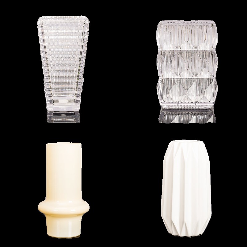 玻璃花瓶家居插花室内客厅摆x件现代清新桌面摆放装饰白色透明矮