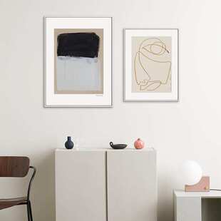 黑白默想 北欧黑白客厅多联组合画文艺人物卧室挂画工作室玄关画