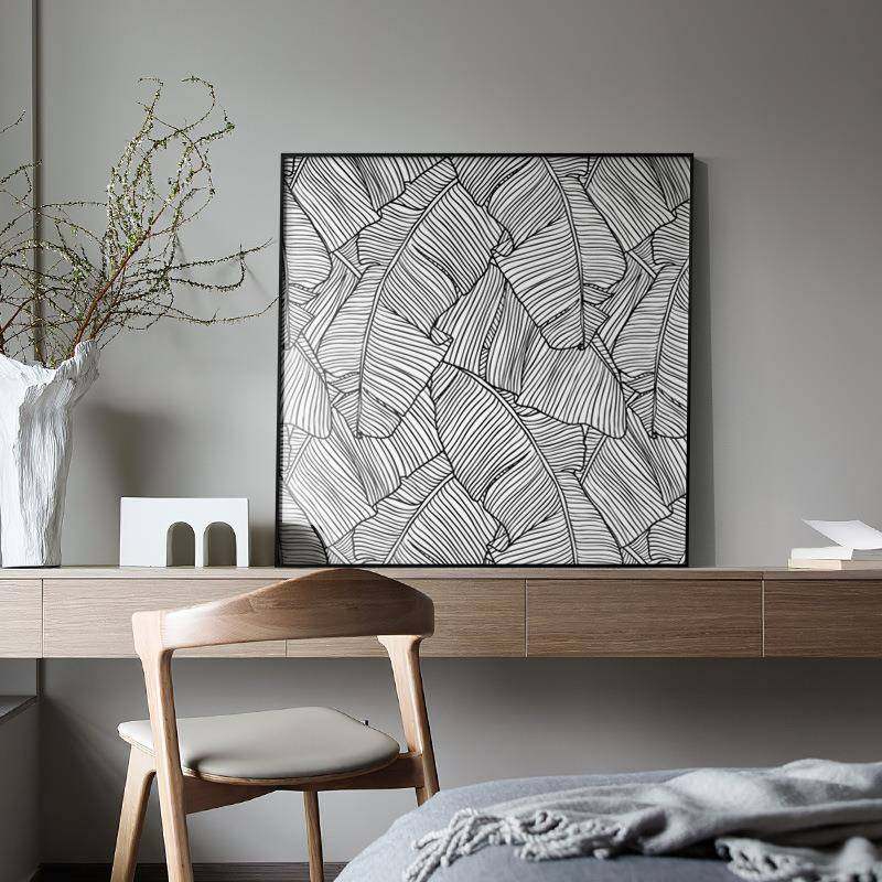 层叠现墙代简约风格餐装饰画黑白室QX202209画正方形厅卧画酒店民