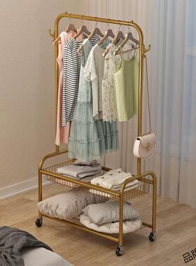 落地XUX式衣帽架用卧室晾衣收纳衣带筐衣服家立架子脏篮移动挂衣