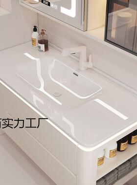 20浴室28165新奶油风陶瓷一体盆室柜套装组合洗生手台卫间智能浴