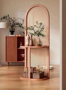 藤编隔断展示屏入户玄关正ZDA对门座墙转角柜古风法中式收复纳置