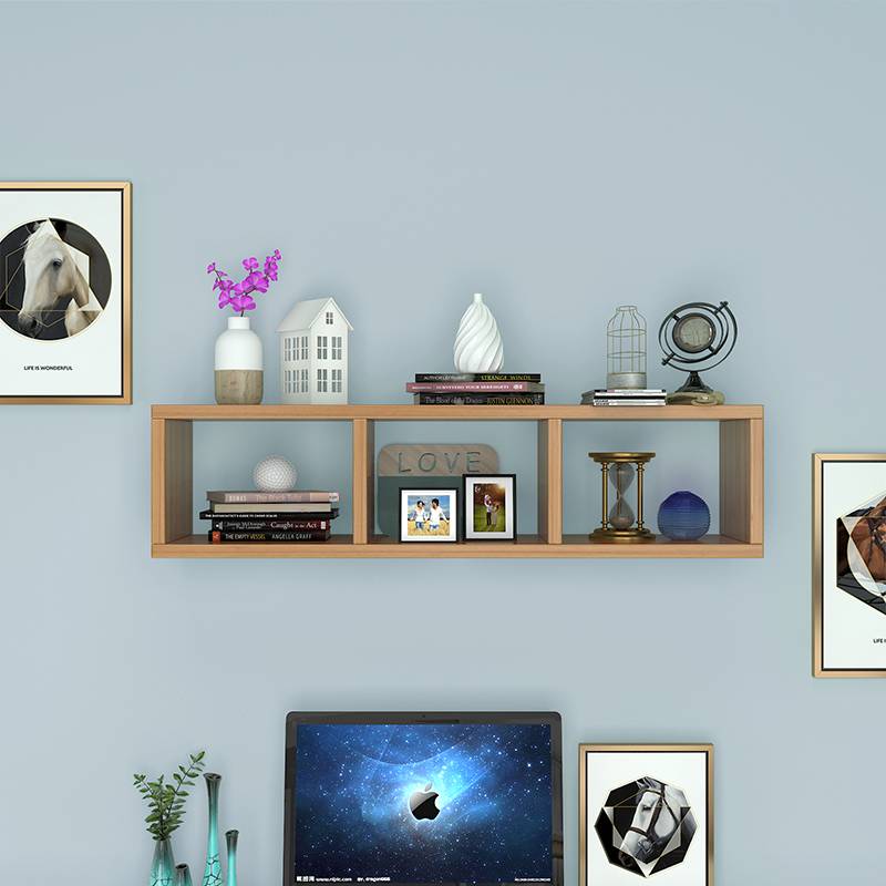 8V墙上置物架格子隔板壁挂墙壁书架书柜储物架壁柜吊书柜装饰吊柜