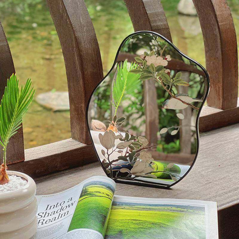 ?新中式鸟床图客厅装饰画镜面画厅餐摆台式复古艺术Fh($p&aq花卧