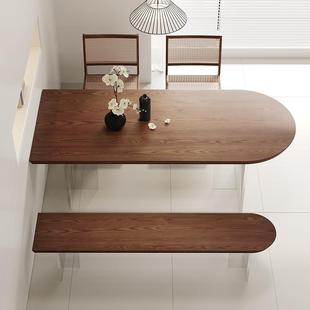 严选中古风实木克力餐桌桌椅半圆弧形岛wyy20250台户型亚饭靠墙法