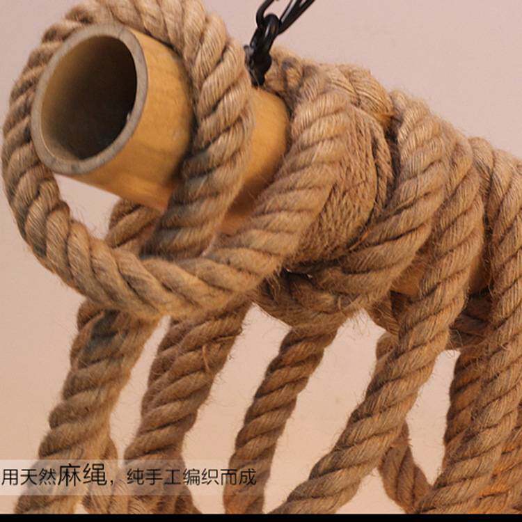 吧台吊灯 麻绳竹竿创意个性吊灯工业风复古怀旧酒吧餐厅店铺灯具